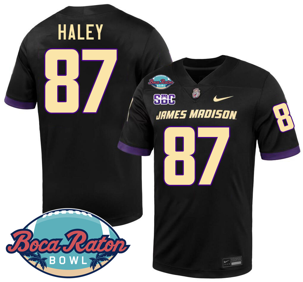 #87 Charles Haley James Madison Dukes 2024 Boca Raton Bowl Jersey-Black